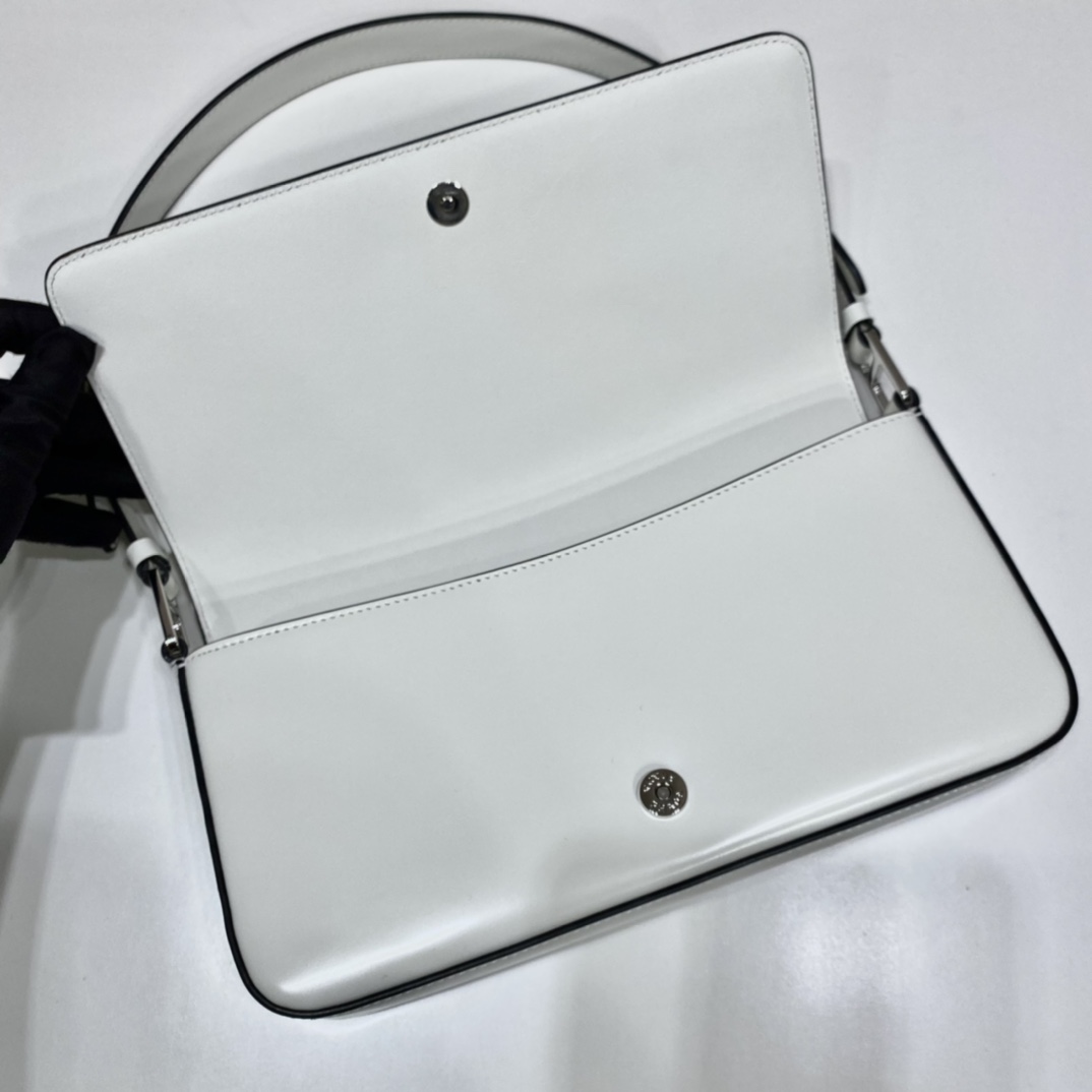 Prada Leather Bag Shoulder Bag Handbag White 1BD323